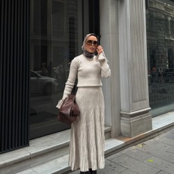 Simli triko etekli takım